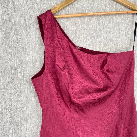 Lulus Dress Mini Satin Lisette One Shoulder Jacquard Cocktail Party Bodice Large - Picture 6 of 13